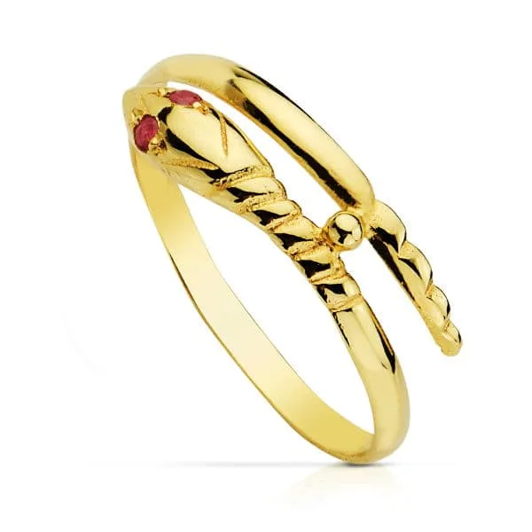 18K SORTIJA SERPIENTE ORO AMARILLO 1 VUELTA RUBI