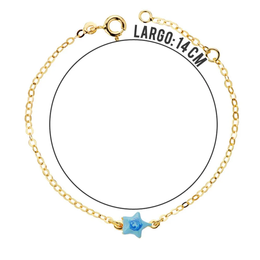 18K PULSERA ORO AMARILLO BEBE ESTRELLA ESMAL.14CM — vista 2