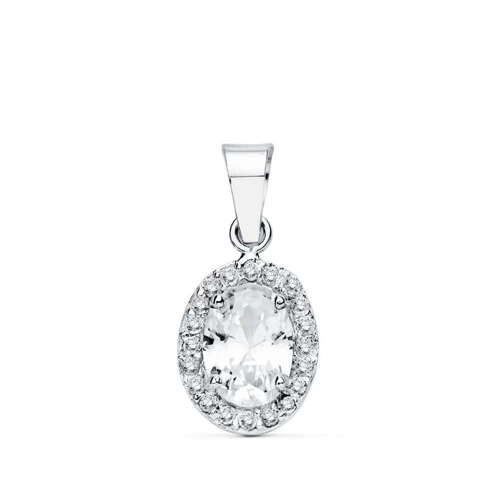 18K COLGANTE ORO BLANCO OVAL CIRCONITA 10X8 MM