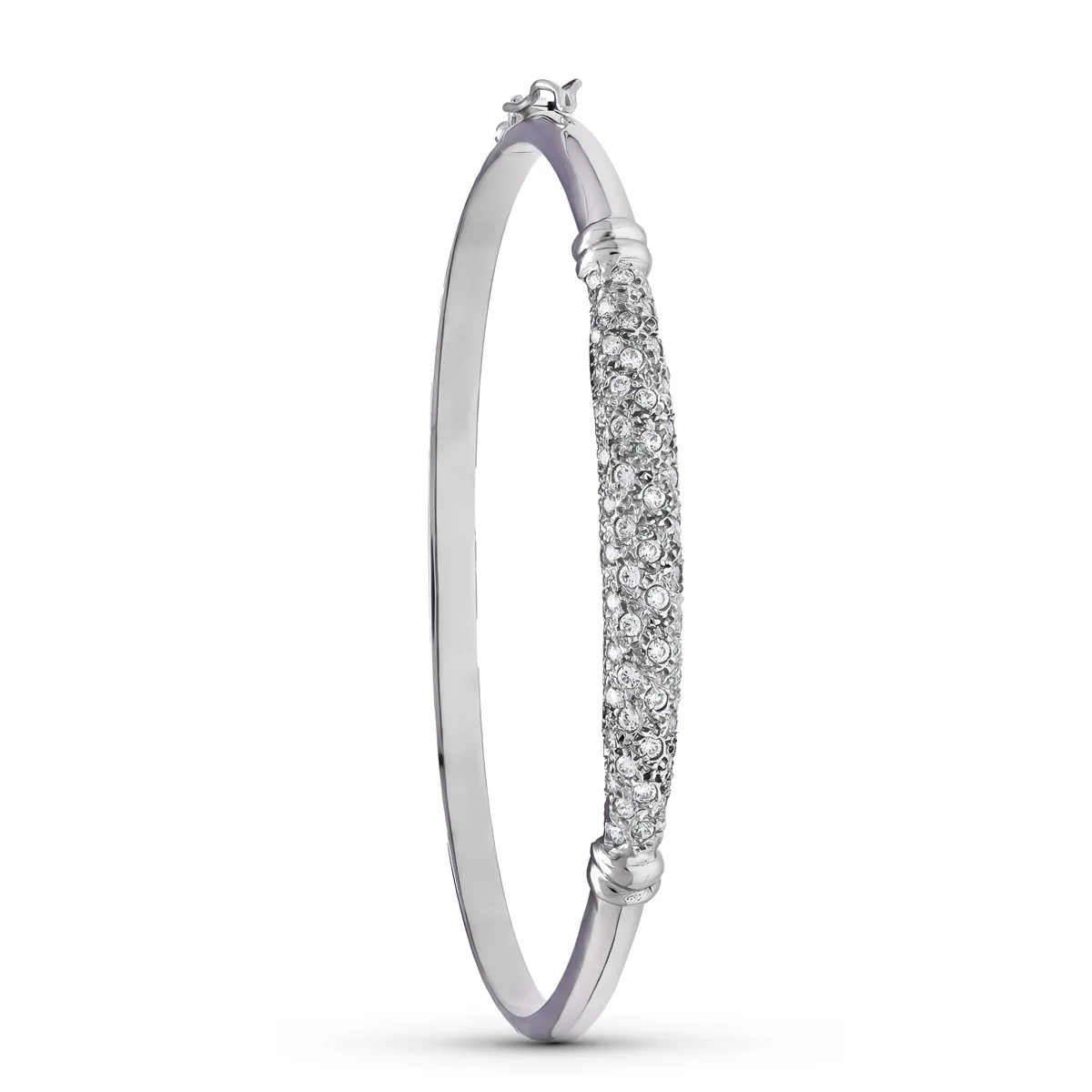 18K PULSERA ORO BLANCO MEDIA CAÑA CIRCONITAS