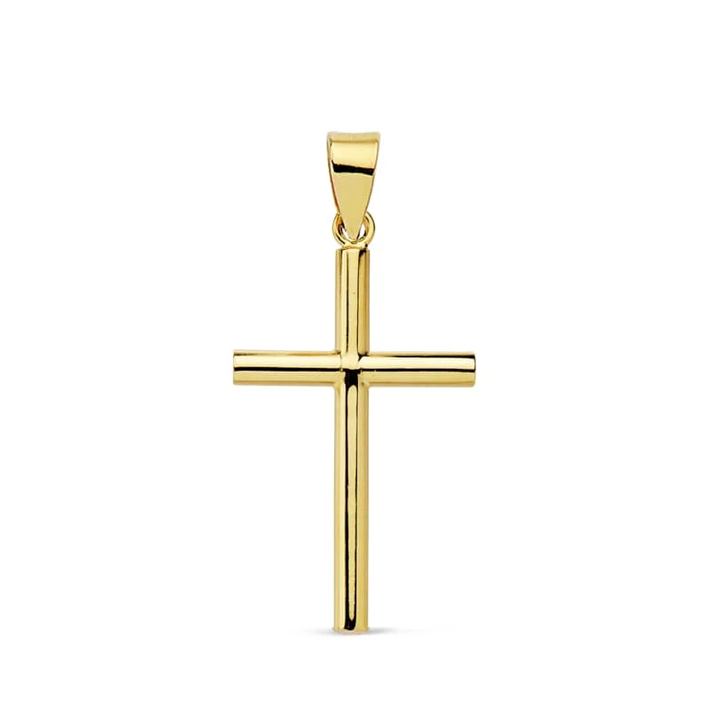 18K CRUZ ORO AMARILLO LISA 23X13X2 MM