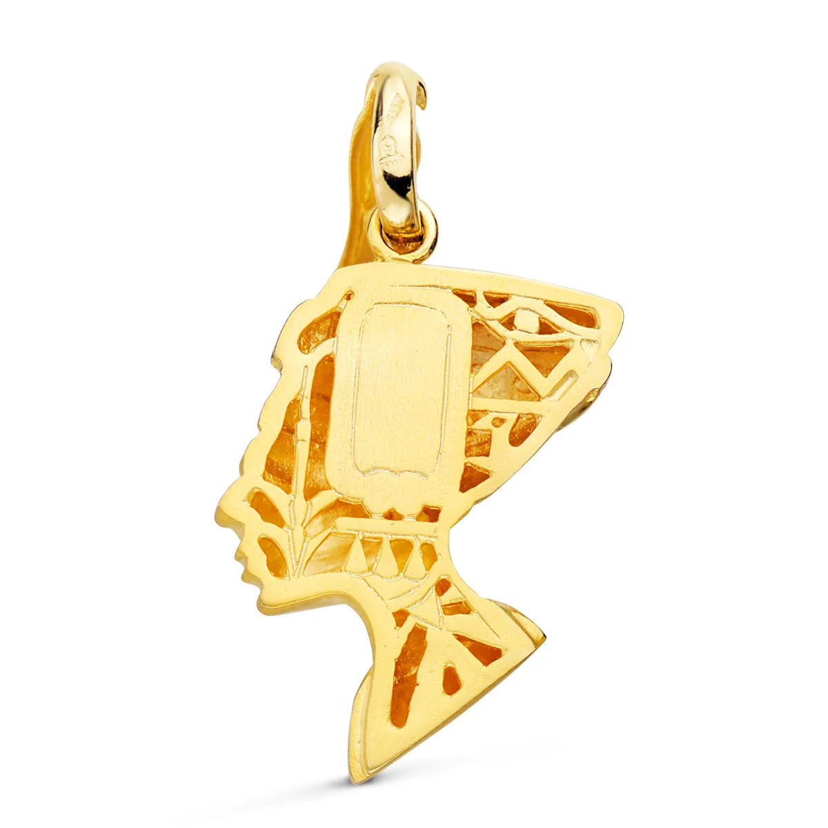 18K COLGANTE EGIPCIO ORO BICOLOR NEFERTITI PERFIL EN BRILLO 30X26 MM — vista 2
