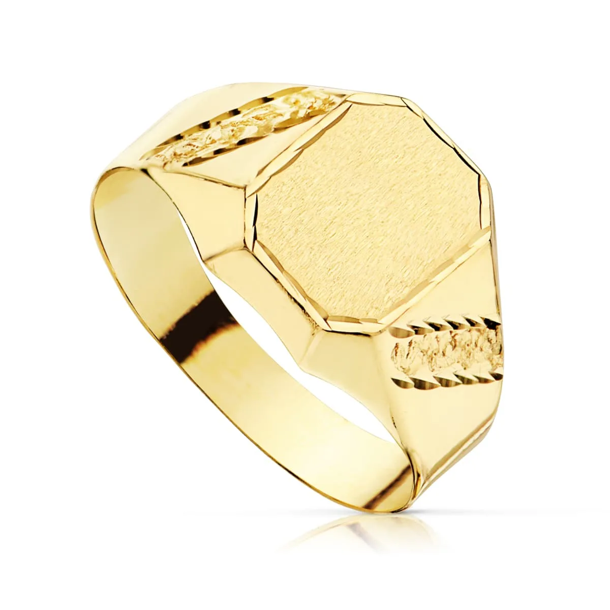 18K SELLO ORO AMARILLO HUECO CADETE TALLADO. ANCHO GRABADO: 8.5 X 7MM