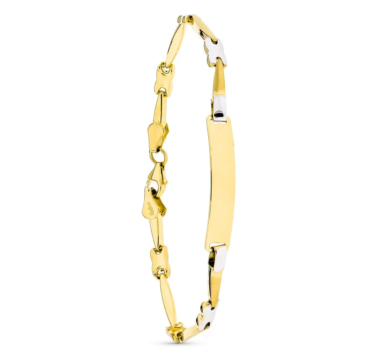 18K ESCLAVA ORO BICOLOR MATE Y BRILLO 18CM