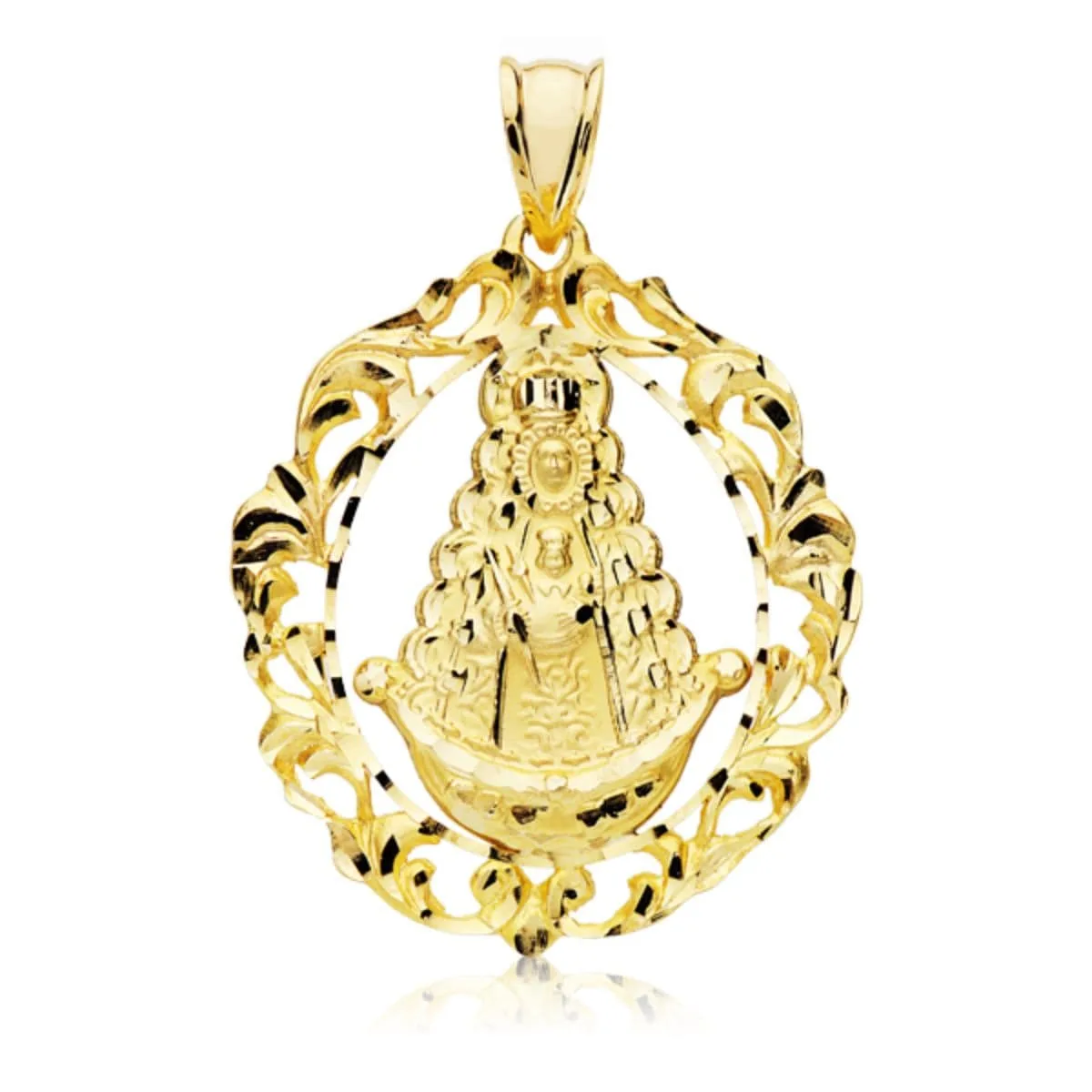 18K MEDALLA ORO AMARILLO CERCO VIRGEN DEL ROCIO 40X33 MM
