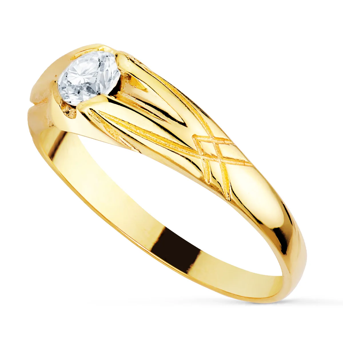 18K SOLITARIO ORO AMARILLO ANCHO 7 MM CIRCONITA 5 MM INTERIOR FORRADO — vista 2