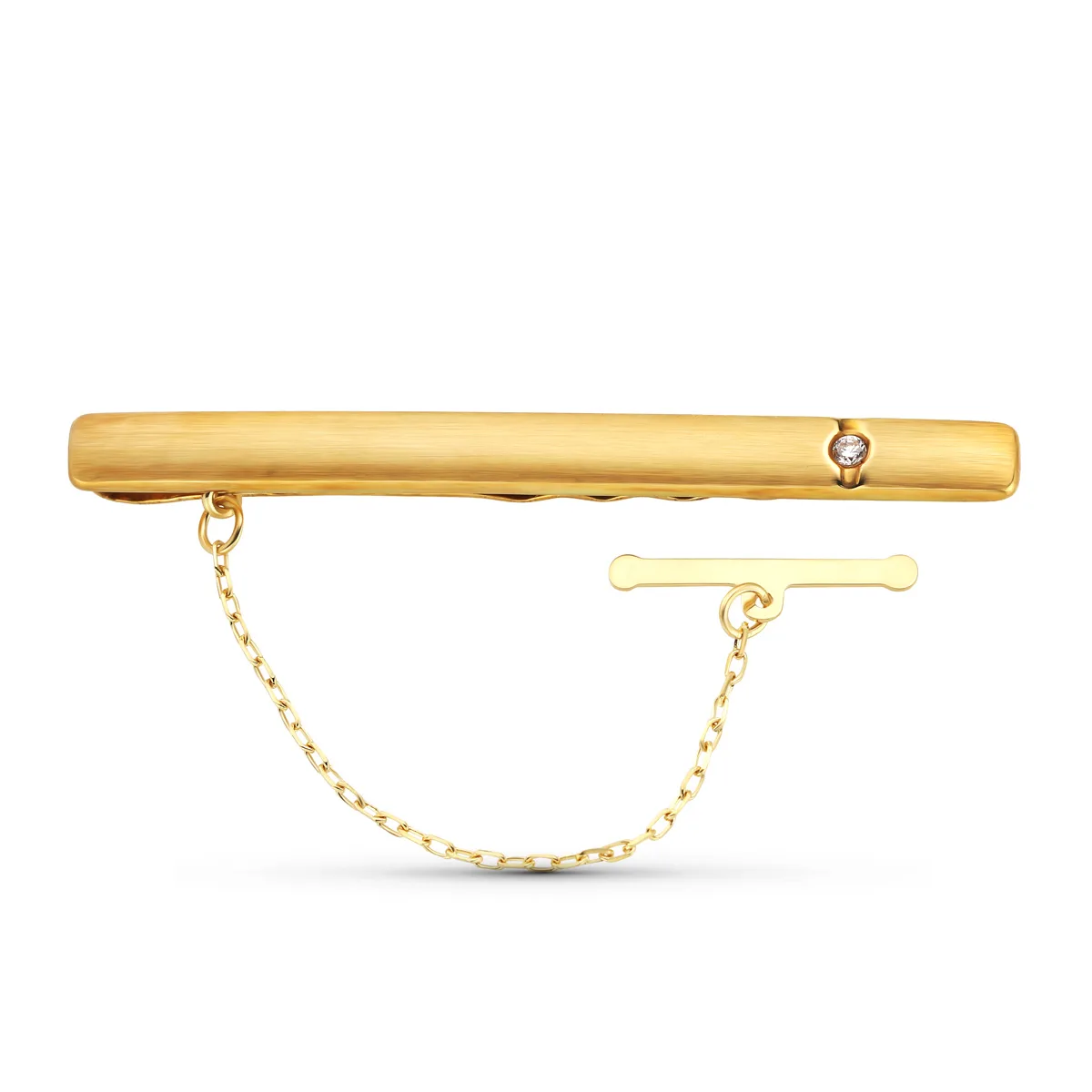 18K PISACORBATA CLIP DE CORBATA ORO AMARILLO CIRCONITA 56X5 MM