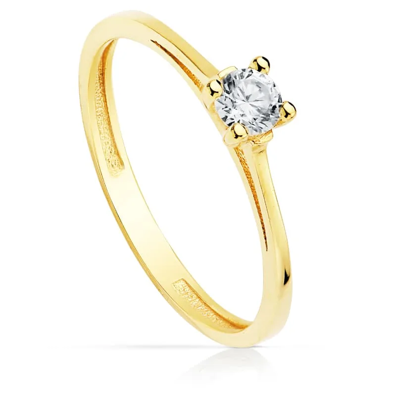 18K SOLITARIO ORO AMARILLO CIRCONITA 3.5 MM