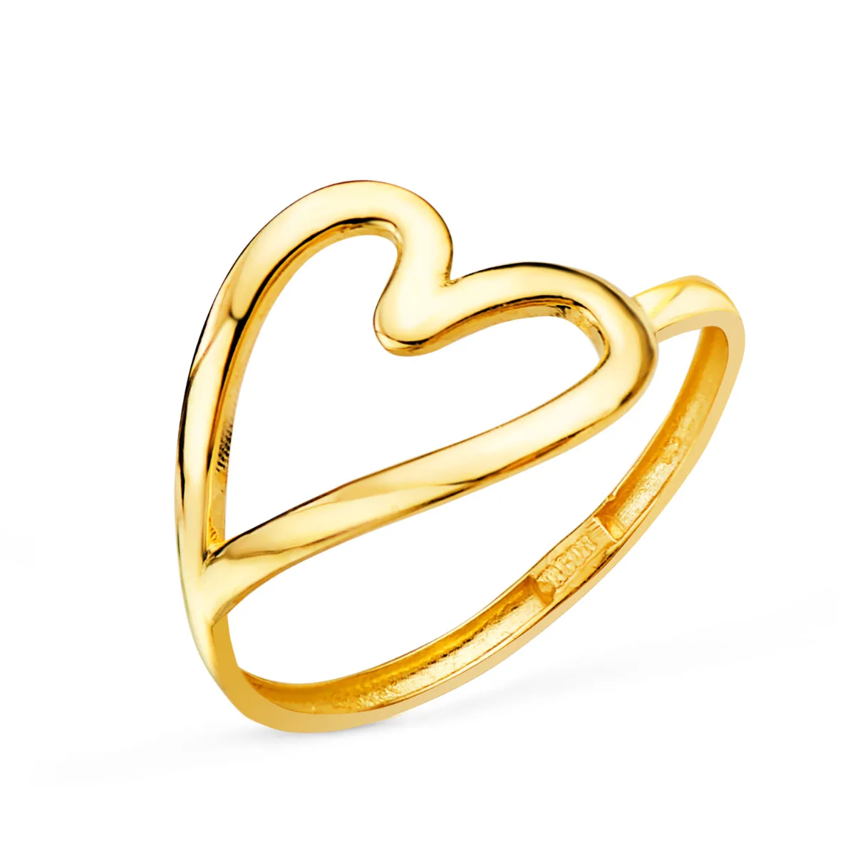 18K SORTIJA ORO AMARILLO CORAZON LISO EN BRILLO. ANCHO: 12 MM