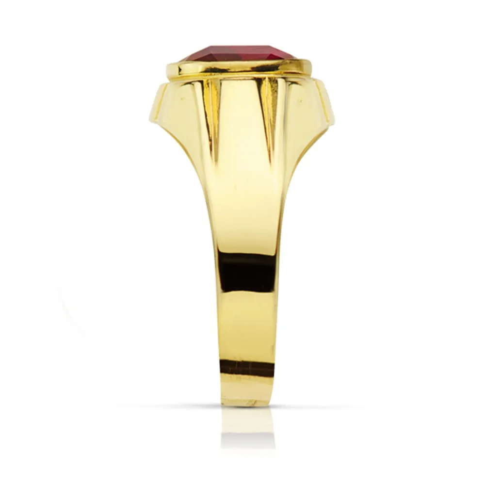 9K SELLO ORO AMARILLO HUECO PIEDRA OVAL RUBI SPINEL 10X8 MM — vista 2