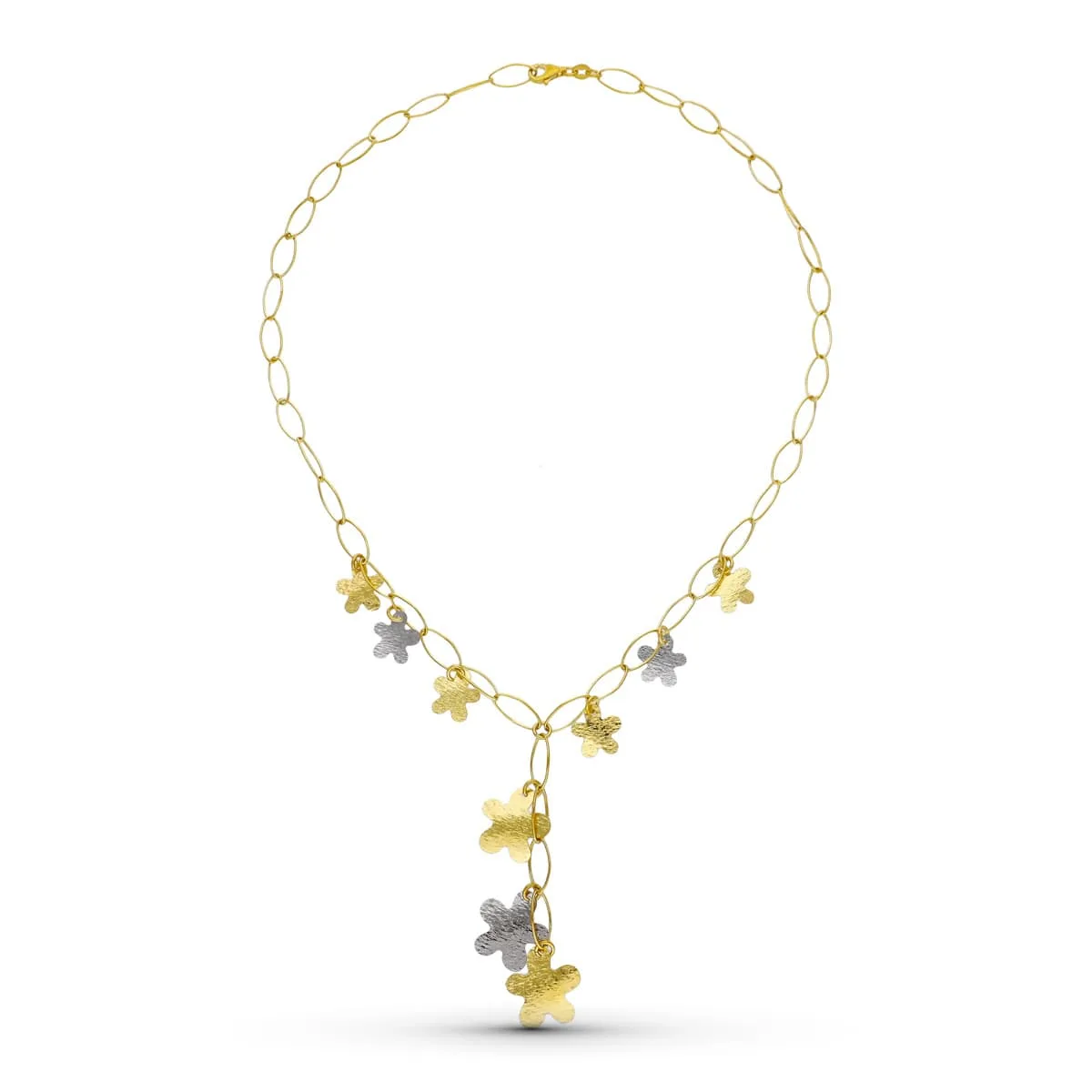 18K GARGANTILLA ORO BICOLOR FLORES