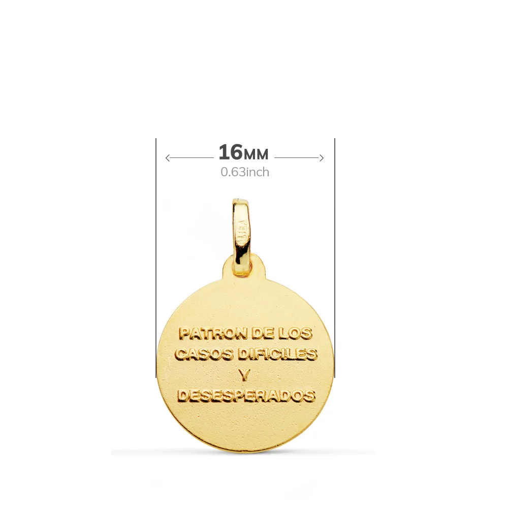 18K MEDALLA ORO AMARILLO SAN JUDAS TADEO TALLA BISEL 16 MM — vista 2
