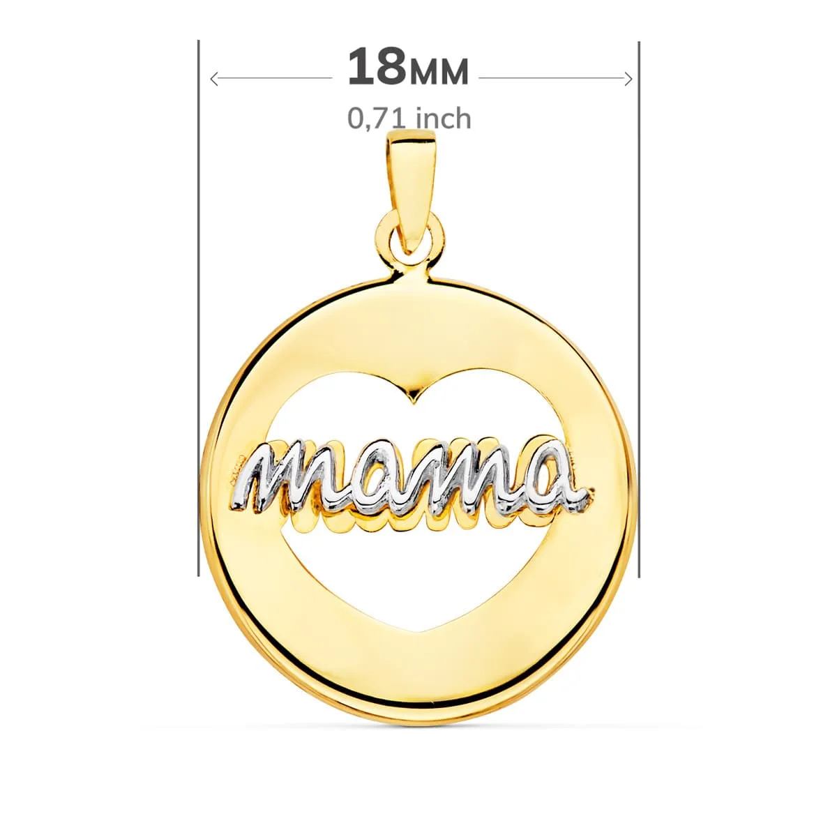 18K COLGANTE ORO BICOLOR REDONDO CORAZON CALADO 18 MM — vista 2