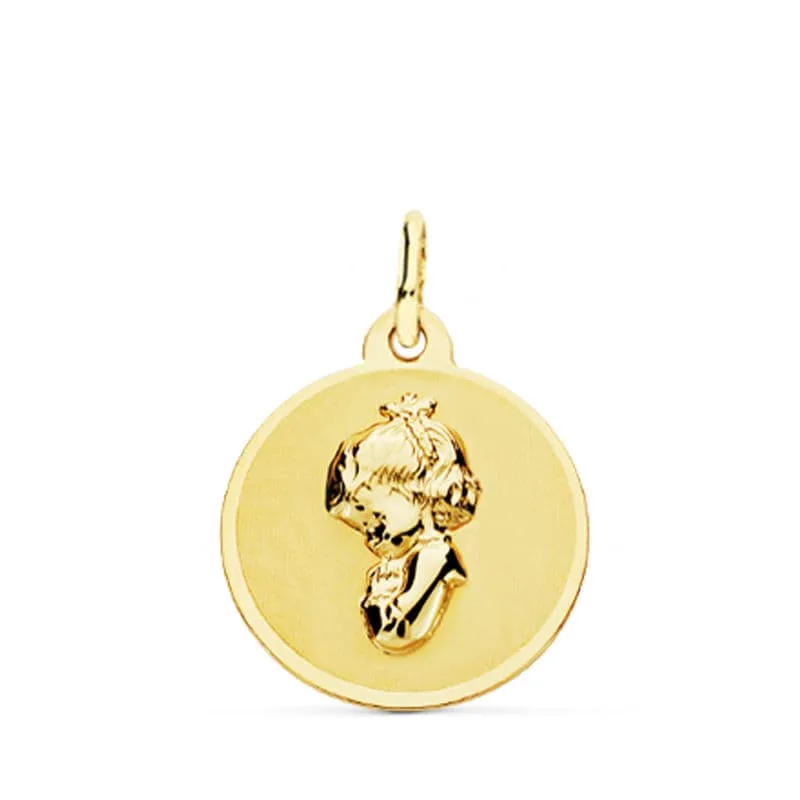 18K MEDALLA ORO AMARILLO VIRGEN NIÑA 16 MM