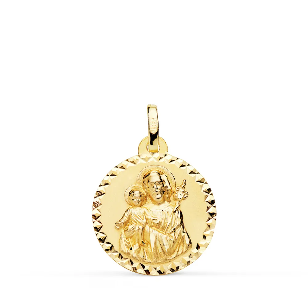18K MEDALLA ORO AMARILLO SAN JOSE TALLA CRUZADA 18 MM