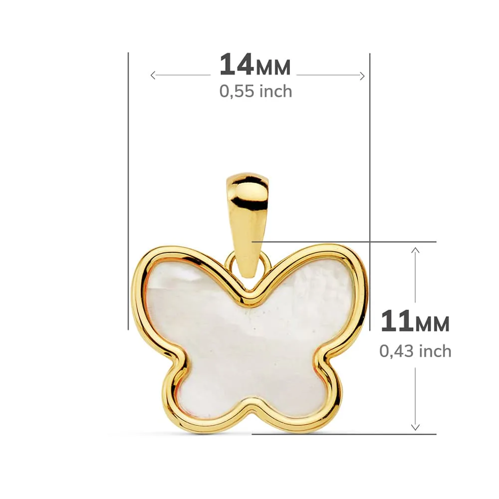 18K COLGANTE AMULETO ORO AMARILLO MARIPOSA NACAR 14X11 MM — vista 3