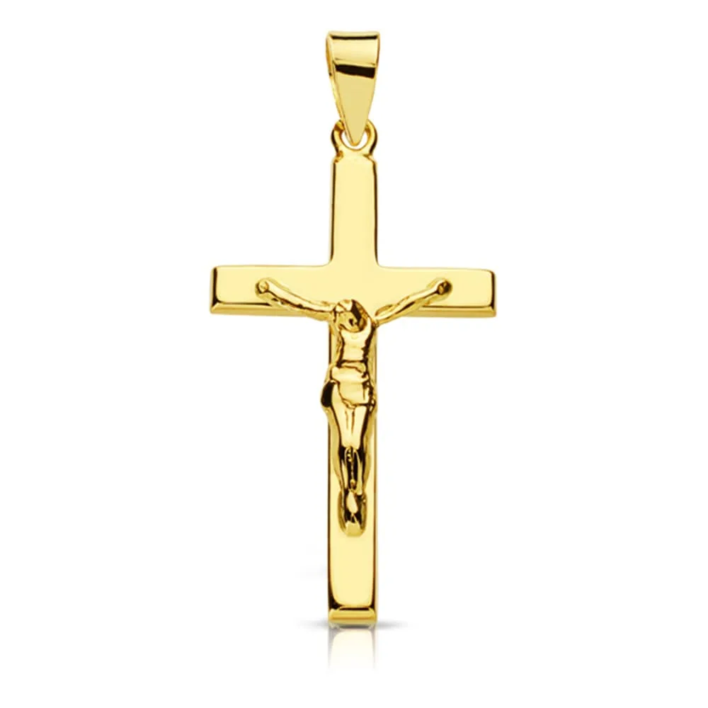 18K CRUZ ORO AMARILLO CON CRISTO. 27X15 MM
