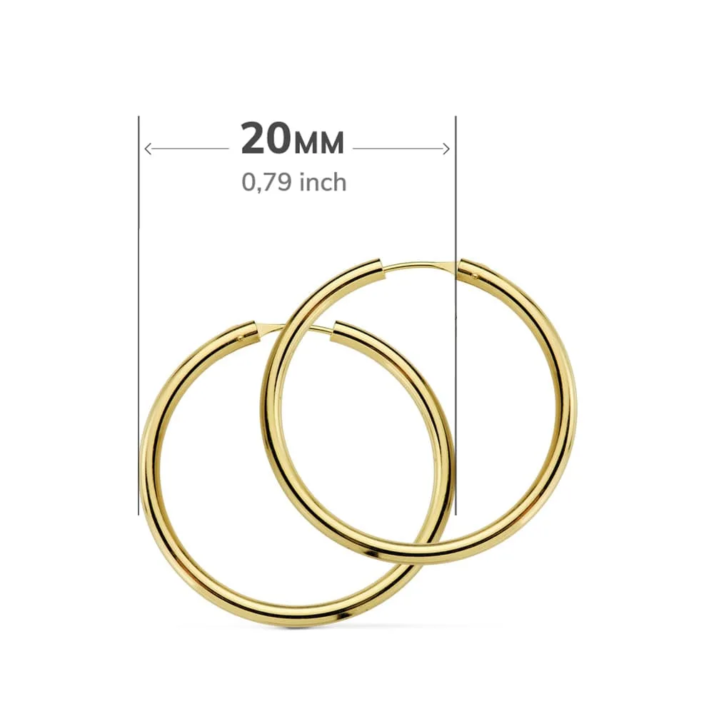 18K AROS ORO AMARILLO REDONDOS LISOS LIGEROS 20X2.5 MM — vista 2