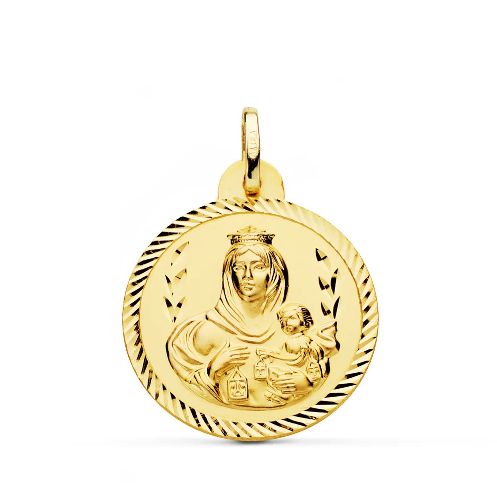 18K ESCAPULARIO ORO AMARILLO HELICE VIRGEN CARMEN Y CORAZON DE JESUS 24 MM — vista 3