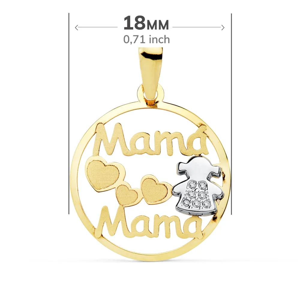 18K COLGANTE MAMA BICOLOR NIÑA 18 MM — vista 2
